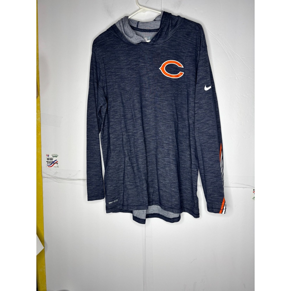 Nike Chicago Bears NFL Onfield Dri-FIT Hoodie Mens Large Navy Blue Space Dye L